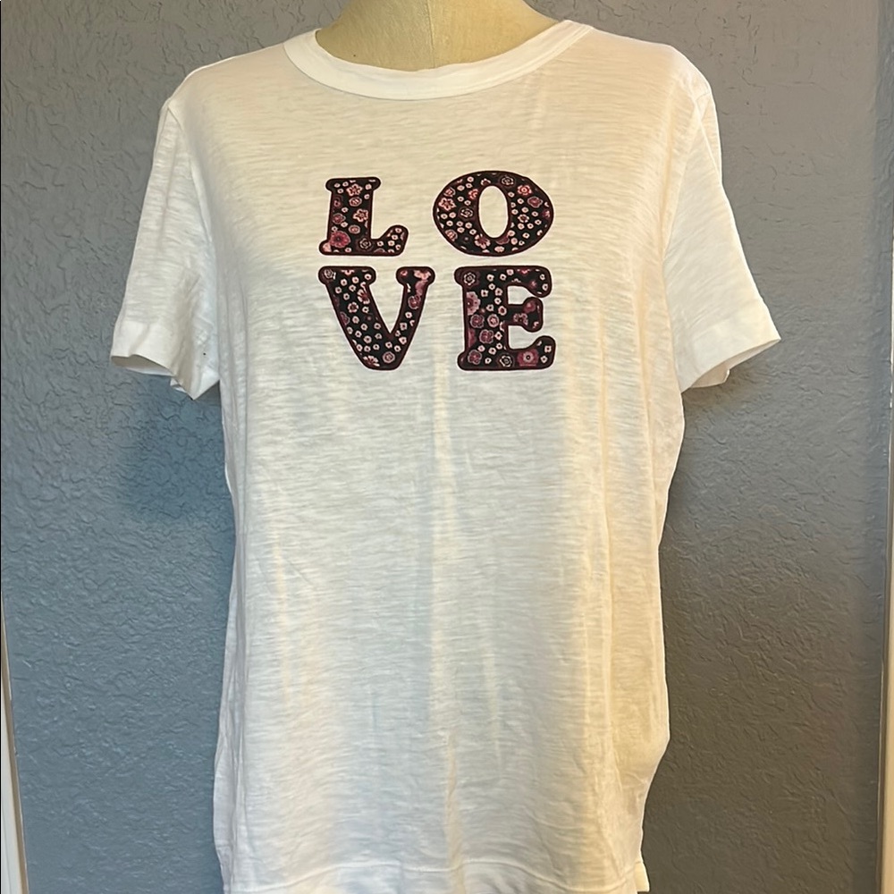 LOFT White Tee with Pink 'LOVE' Graphic